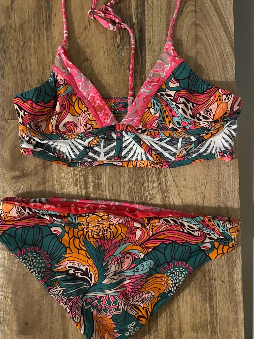 Maaji girls bikini - Multicolor Printed Bikini Set - Pink Accent - Reversible
